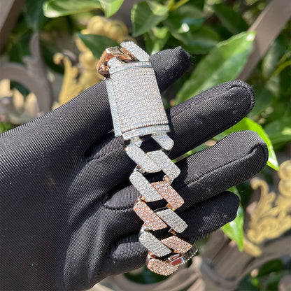 Bling Two-Tone Cuban Bracelet 22mm