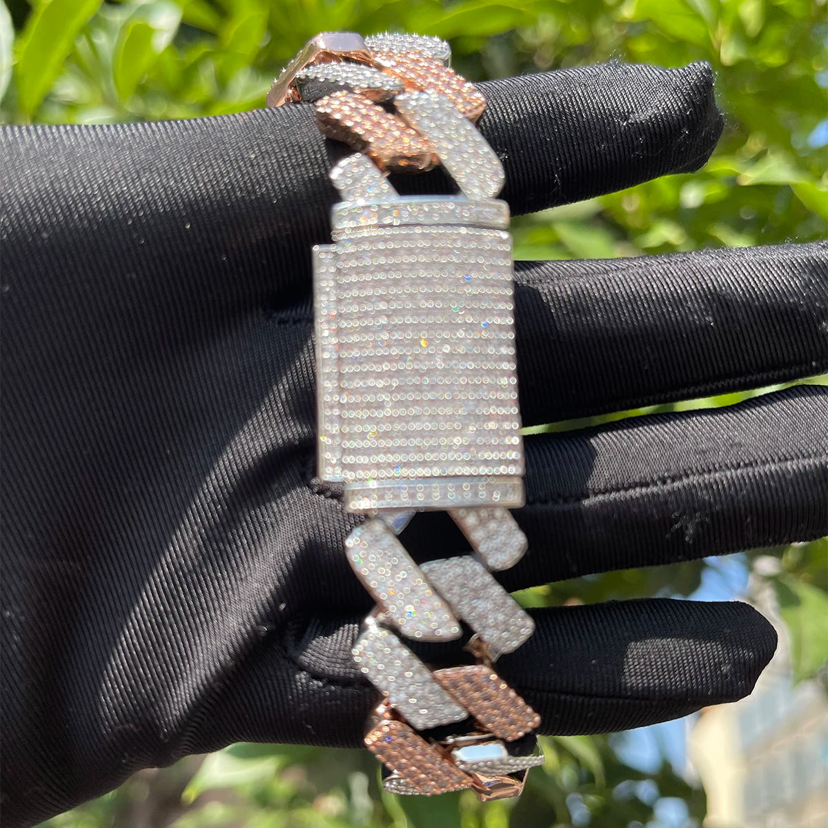 Bling Two-Tone Cuban Bracelet 22mm