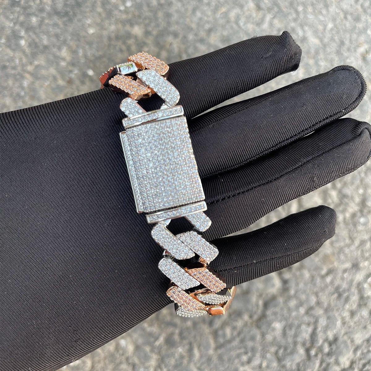 Bling Two-Tone Cuban Bracelet 22mm