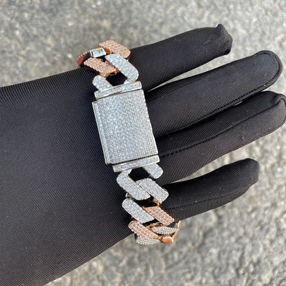 Bling Two-Tone Cuban Bracelet 22mm