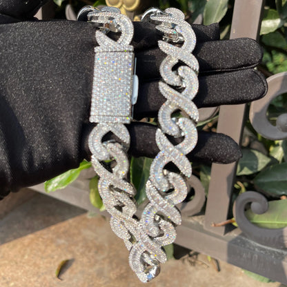 Bling "Infinity" Box Clasp w/ Baguettes Chain