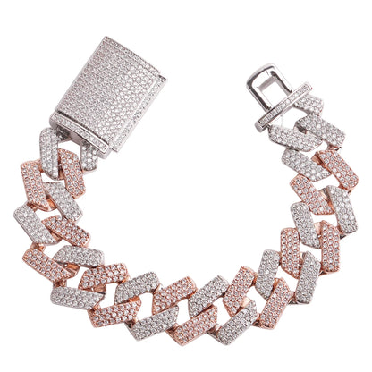 Bling Two-Tone Cuban Bracelet 22mm