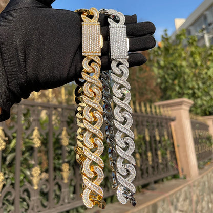 Bling "Infinity" Box Clasp w/ Baguettes Chain