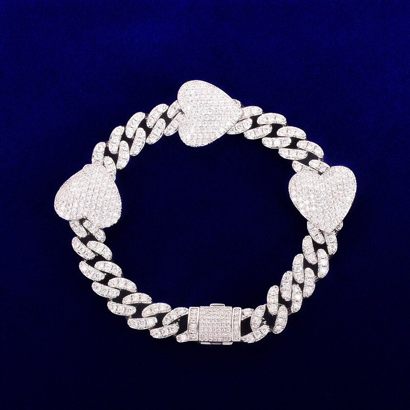 Bling "Heart" Cuban Bracelet 10mm