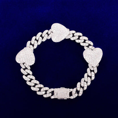 Bling "Heart" Cuban Bracelet 10mm