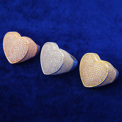 Bling "Heart" Half Paved Ring