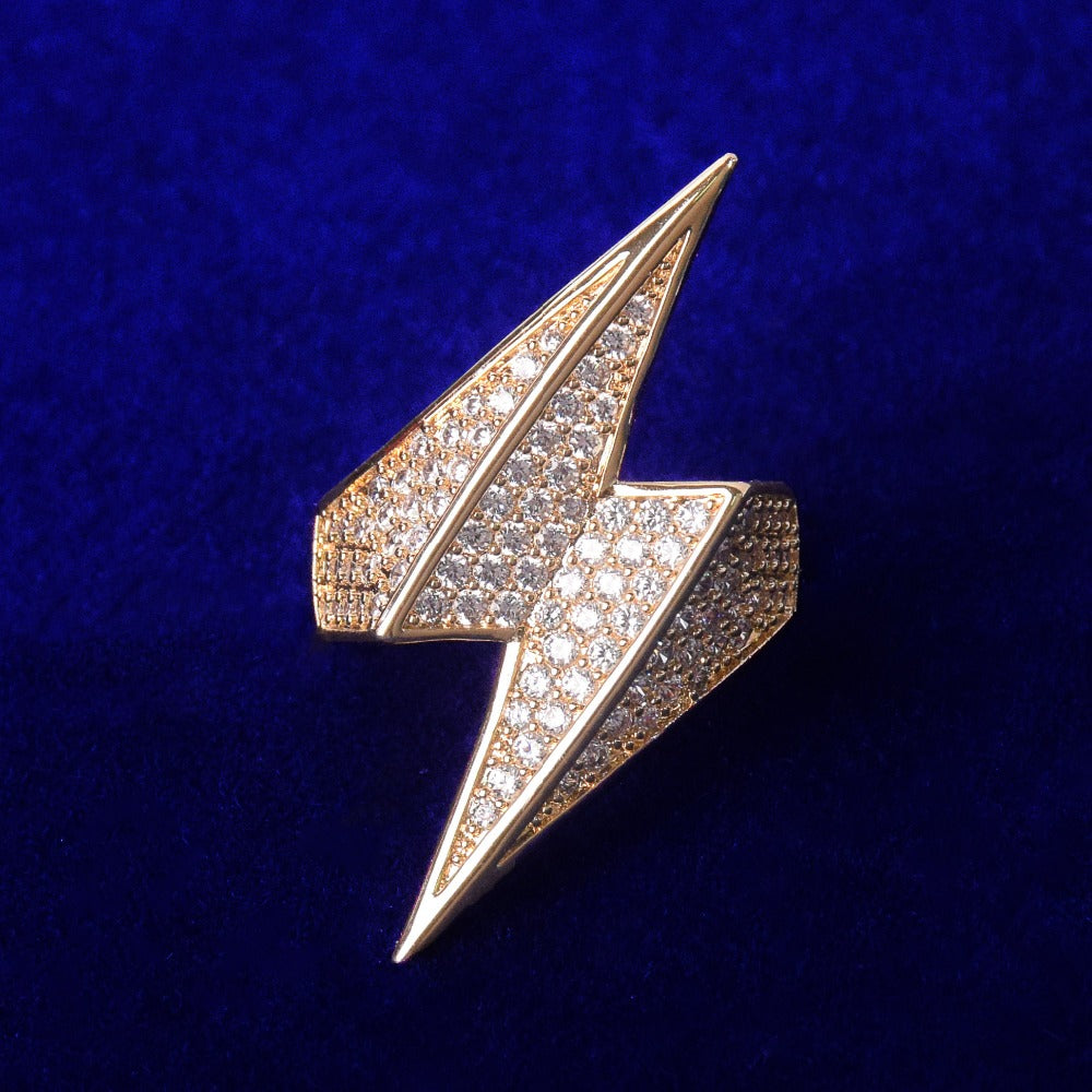 Bling "Lightning" Half Paved Ring