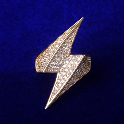 Bling "Lightning" Half Paved Ring
