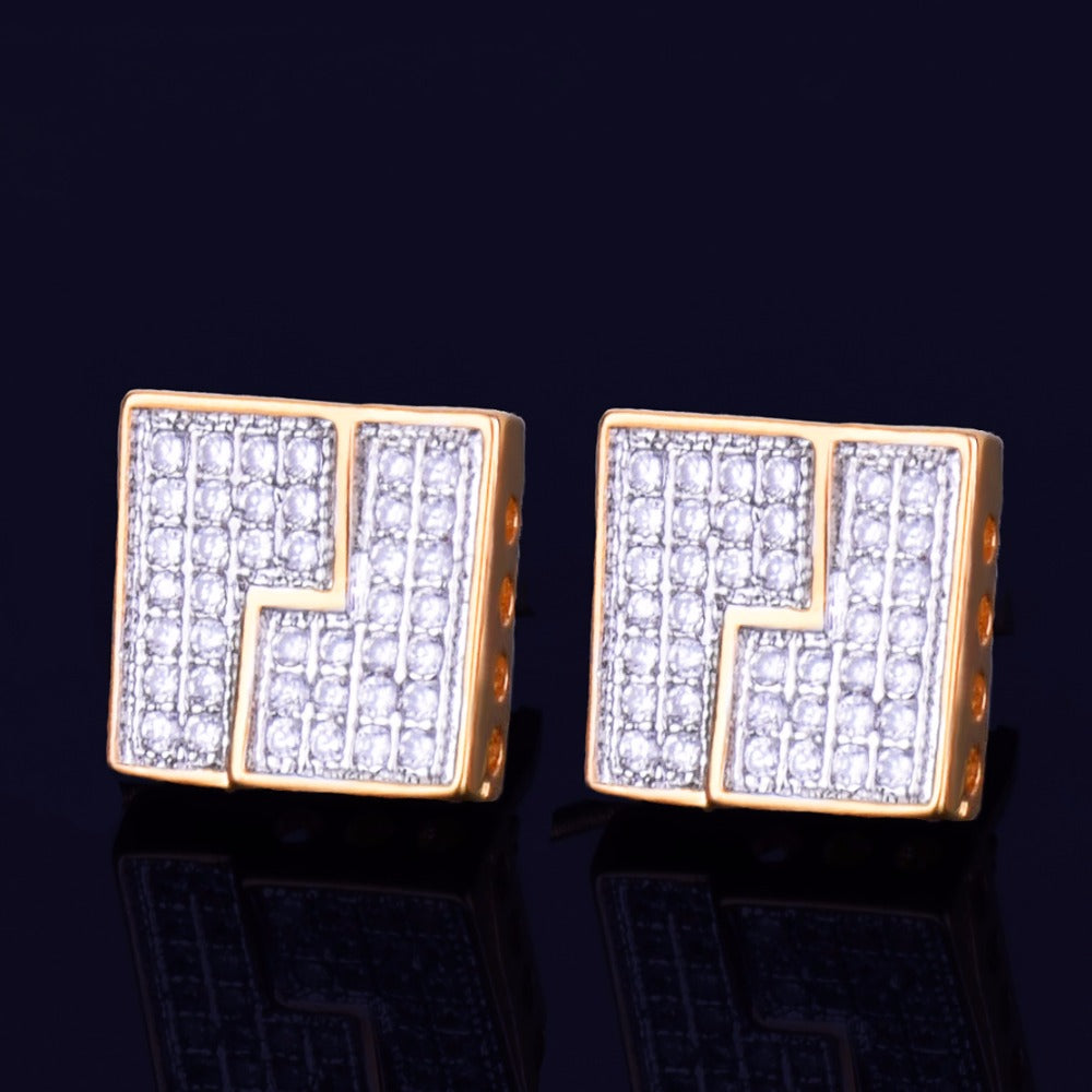Bling "Square" Stud Earring  II 10mm