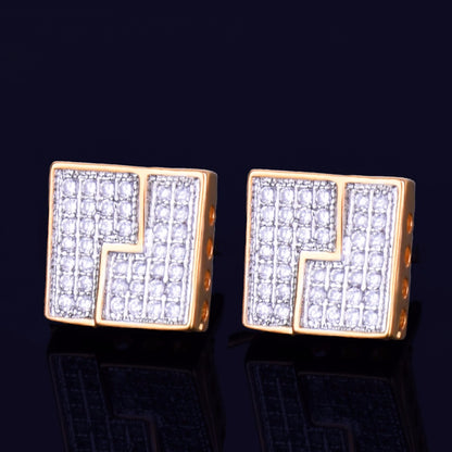 Bling "Square" Stud Earring  II 10mm
