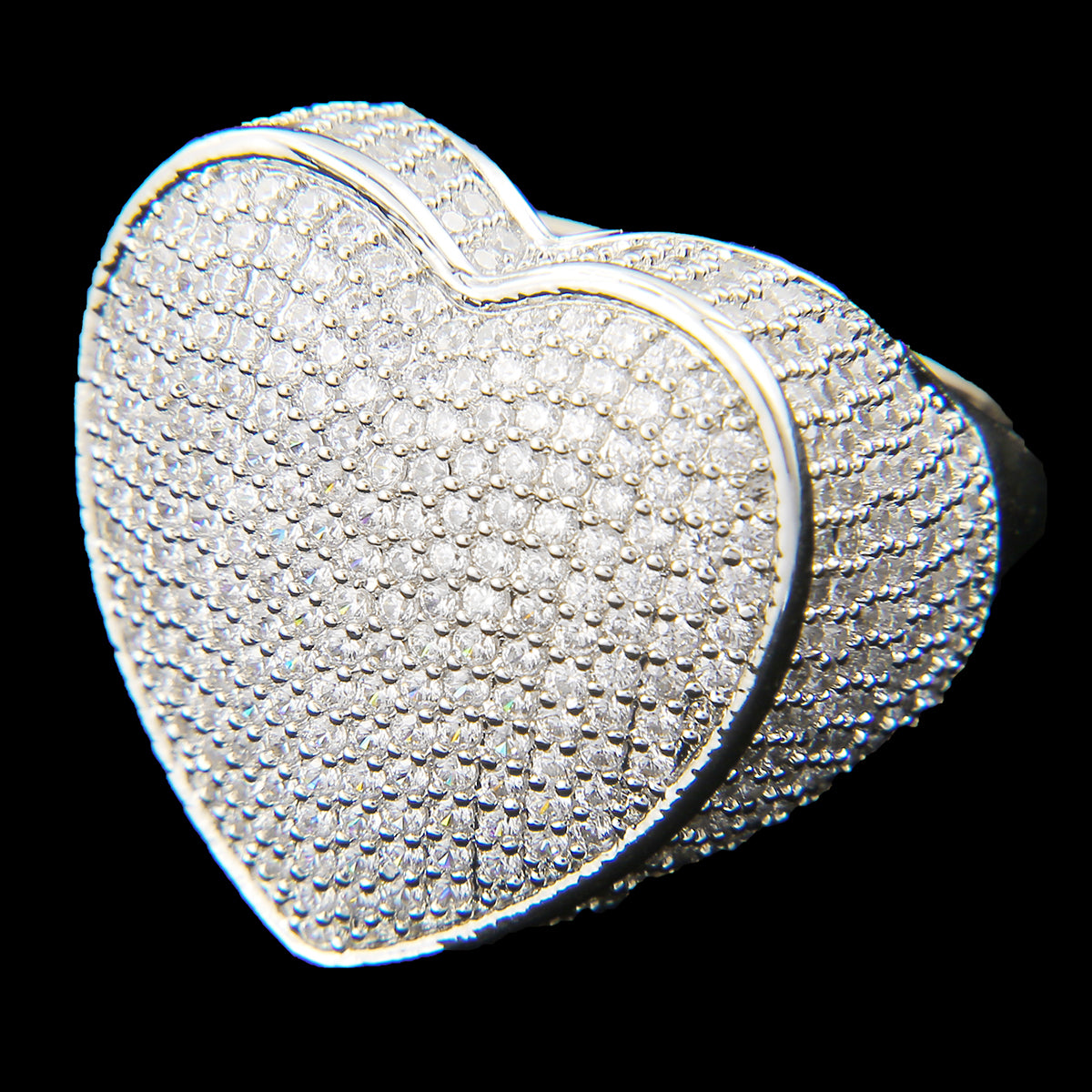 Bling "Heart" Half Paved Ring