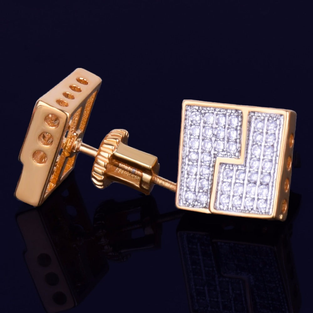 Bling "Square" Stud Earring  II 10mm