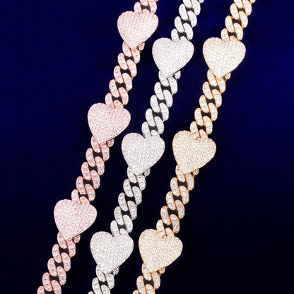 Bling "Heart" Cuban Bracelet 10mm