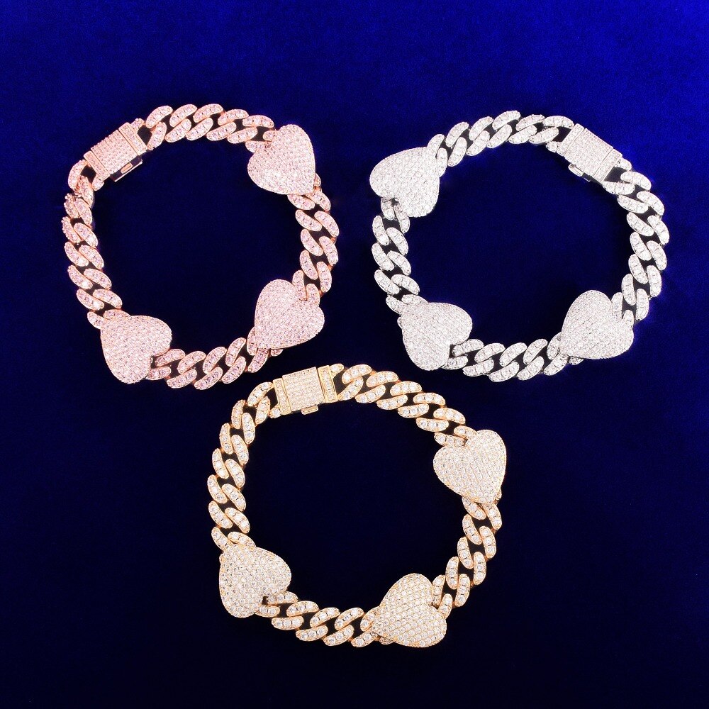 Bling "Heart" Cuban Bracelet 10mm