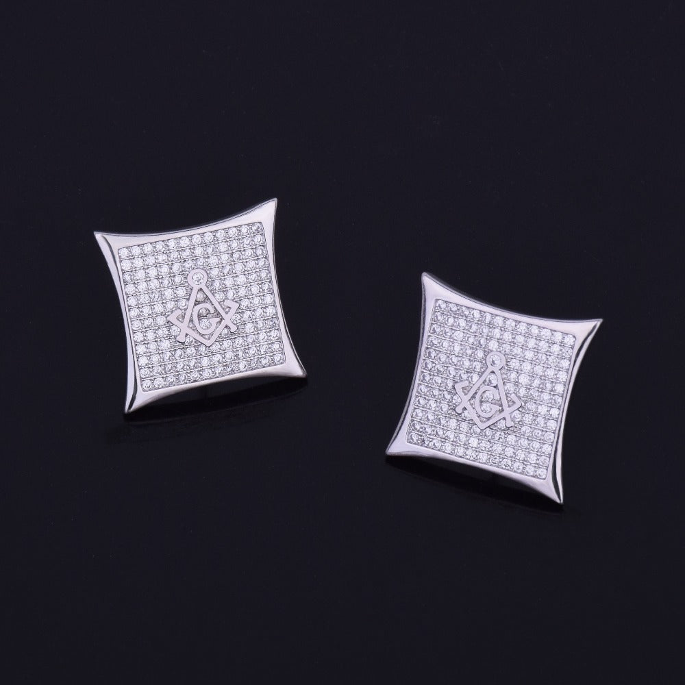 Bling "Secret Society" Square Stud Earring 15mm