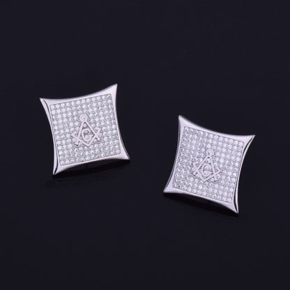 Bling "Secret Society" Square Stud Earring 15mm