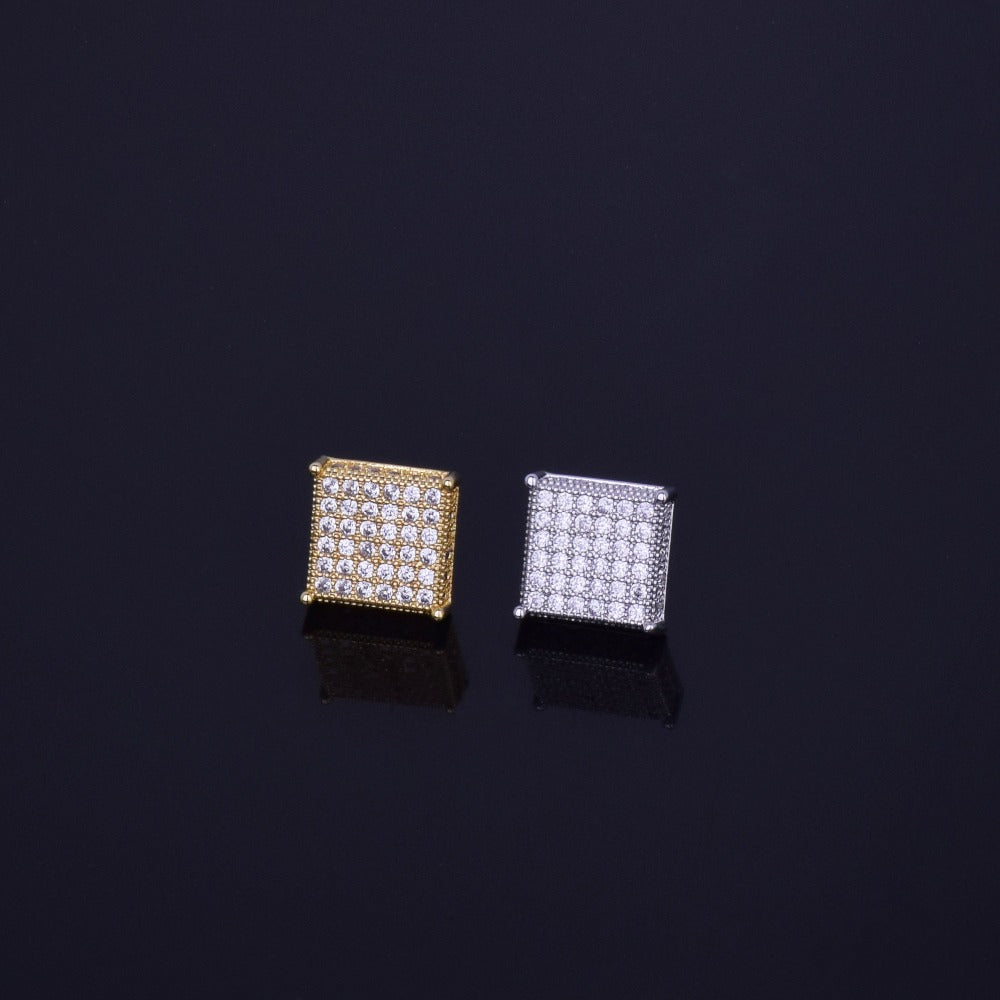 Bling "Square" Stud Earring 12x12mm