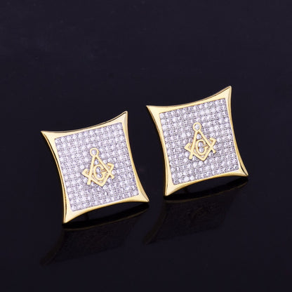 Bling "Secret Society" Square Stud Earring 15mm
