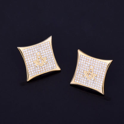 Bling "Secret Society" Square Stud Earring 15mm