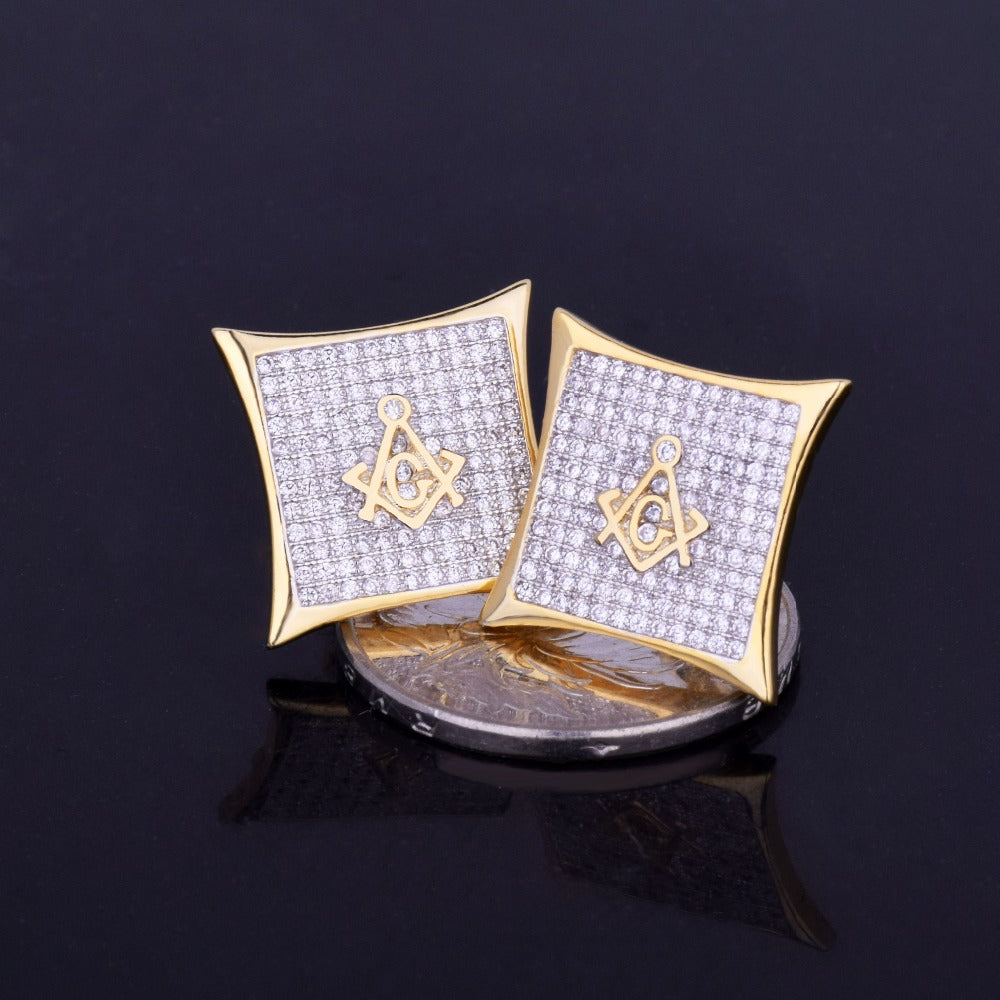 Bling "Secret Society" Square Stud Earring 15mm