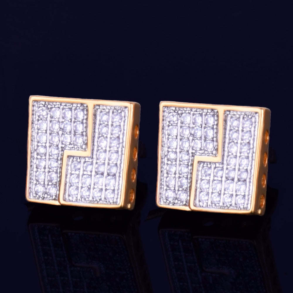 Bling "Square" Stud Earring  II 10mm