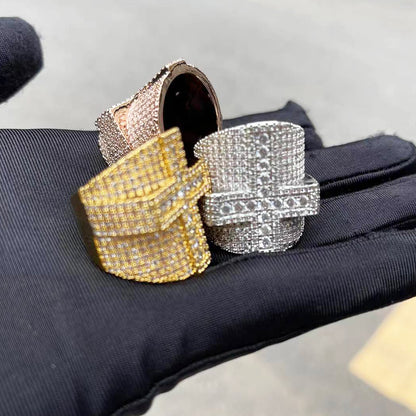 Bling "Cross" Half Paved Ring