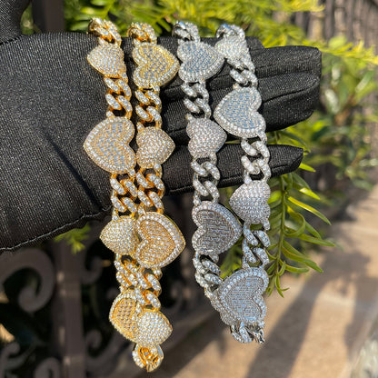 Bling "Heart" Cuban Link Chain