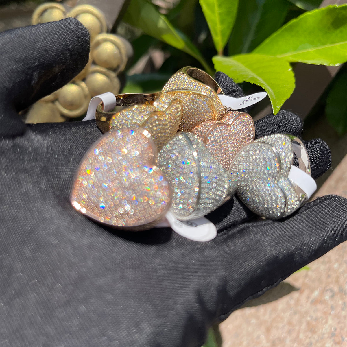 Bling "Heart" Half Paved Ring