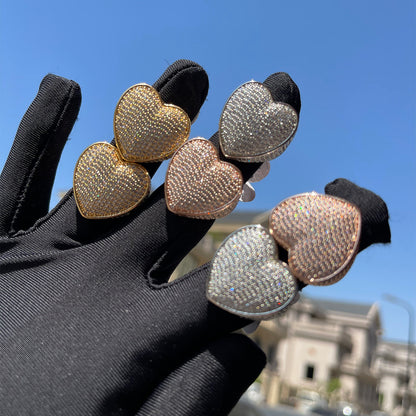 Bling "Heart" Half Paved Ring
