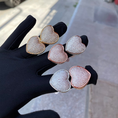 Bling "Heart" Half Paved Ring